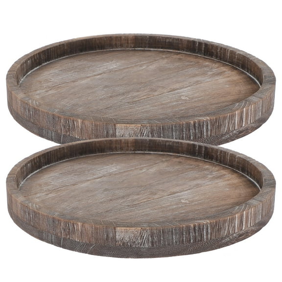 HAMPPLIES Decorative Serving Tray Wood Washed White 2Pcs 11.79x11.79x1.18in