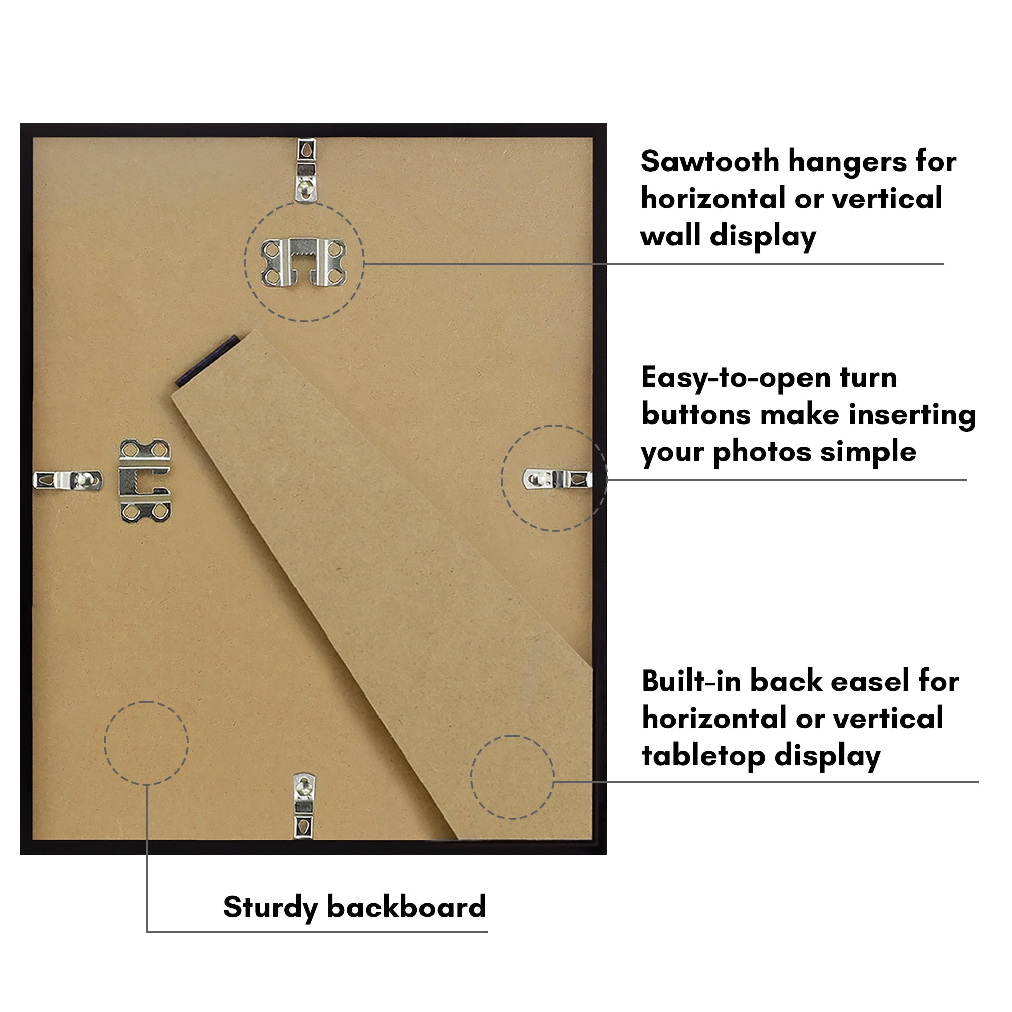 Americanflat 9x11 Picture Frame with Shatter-Resistant Glass Streamline Collection Thin Border Photo - Black