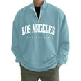 thumbnail image 1 of Fashnice Chandail pour Hommes Imprimé Lettre Col Montant Chandail en Molleton Mode Décontractée T-Shirt Bleu Ciel 2TG, 1 of 2