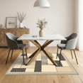 thumbnail image 3 of ODIKA 5'x7' Ultra-Soft Area Rug, Geometric Abstract Patchwork Spotted Blocks Southwestern Stripe Border None Washable, Bare feet friendly, Silk-Touch for Bedroom Home office, 3 of 7