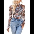 thumbnail image 3 of Top de Larga con Encaje Floral y Cuello Alto para Mujer Floral Negro M, 3 of 8