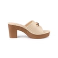 thumbnail image 3 of BLISSFUL STEP Open Toe Platform Block Heel Slides Sandals for Women Beige 6.5, 3 of 7