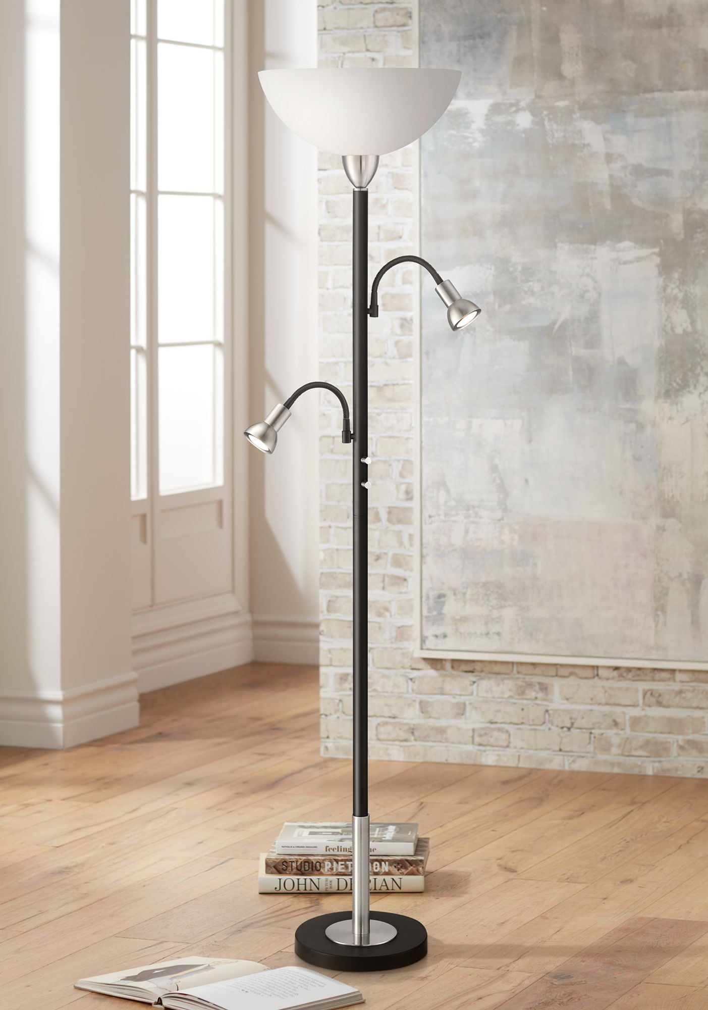 Possini Euro Design Modern Torchiere Floor Lamp with Side ...