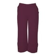 thumbnail image 6 of Jxximdong Pants for Women Solid Straight Elastic Pants Long Drawstring Linen Women Waist Cotton Casual Button Slit Trouser Red M Trousers, 6 of 9