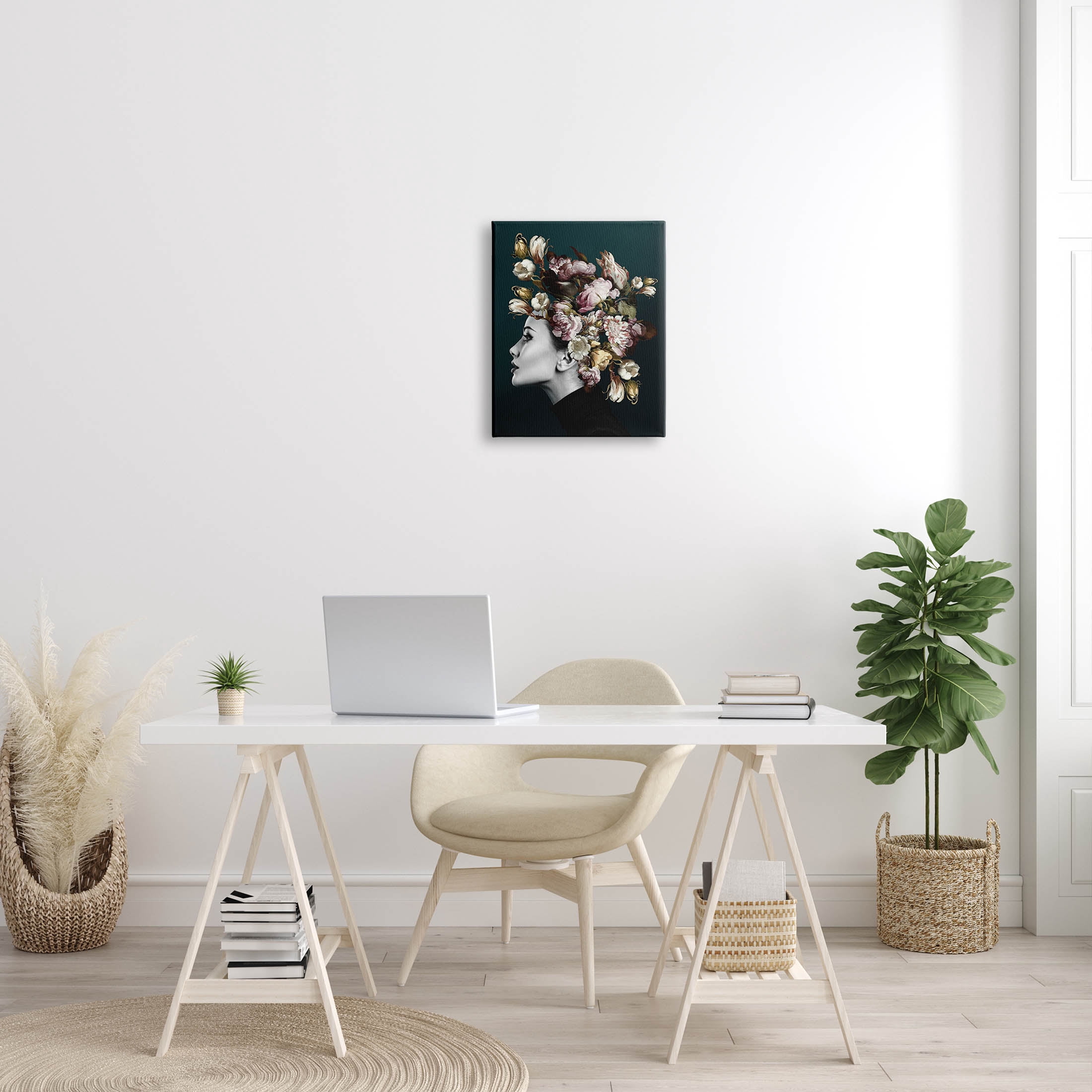 Woman Rose Floral Arrangement Botanical & Floral Graphic Art Gallery Wrapped Canvas Print Wall Art