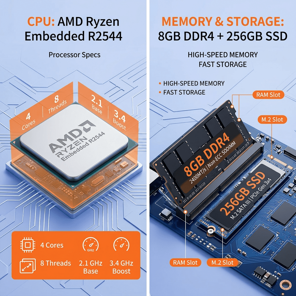 NIPOGI P1 Mini Business Desktop Computer,AMD Ryzen Embedded R2544