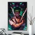 thumbnail image 3 of Póster autoadhesivo de One Piece Zoro Luffy, papel tapiz de dibujos animados para decoración del hogar, pintura impresa, arte de pared de anime, clásico, sangre caliente, 3 of 5