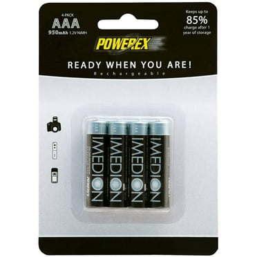 Powerex MHRAAAI4 Imedion AAA 950mAh 4-Pack Rechargeable Batteries