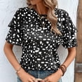 thumbnail image 4 of Camiseta de Cuello Redondo de Impresión de Verano de Manga Corta para las Mujeres, Top Casual para el Hogar Y el Uso Diario, 4 of 5
