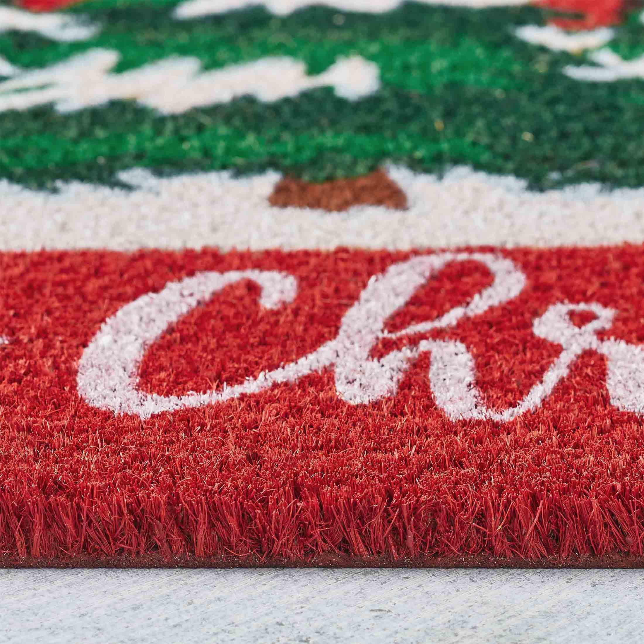 VCNY Home Red Merry Christmas Trees Outdoor Coir Doormat, 18" x 30"