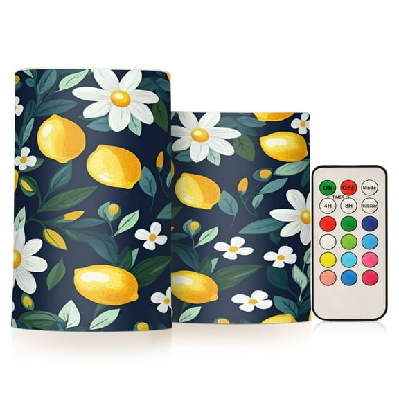Yayeee Flameless Candles with Remote Flickering Battery Operated Multi Color Changing, Lemon Flowers