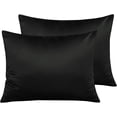 thumbnail image 1 of Zippered Satin Pillow Cases for Hair and Skin, Luxury Standard Hidden Zipper Pillowcases Set of 2, 20 x 26 Inches, Black, 1 of 7