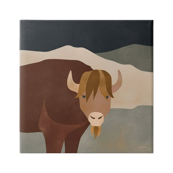 Stupell Industries Modern Cattle Portrait Animals & Insects Painting Gallery Wrapped Canvas Art Print Wall Art, 17 x 17