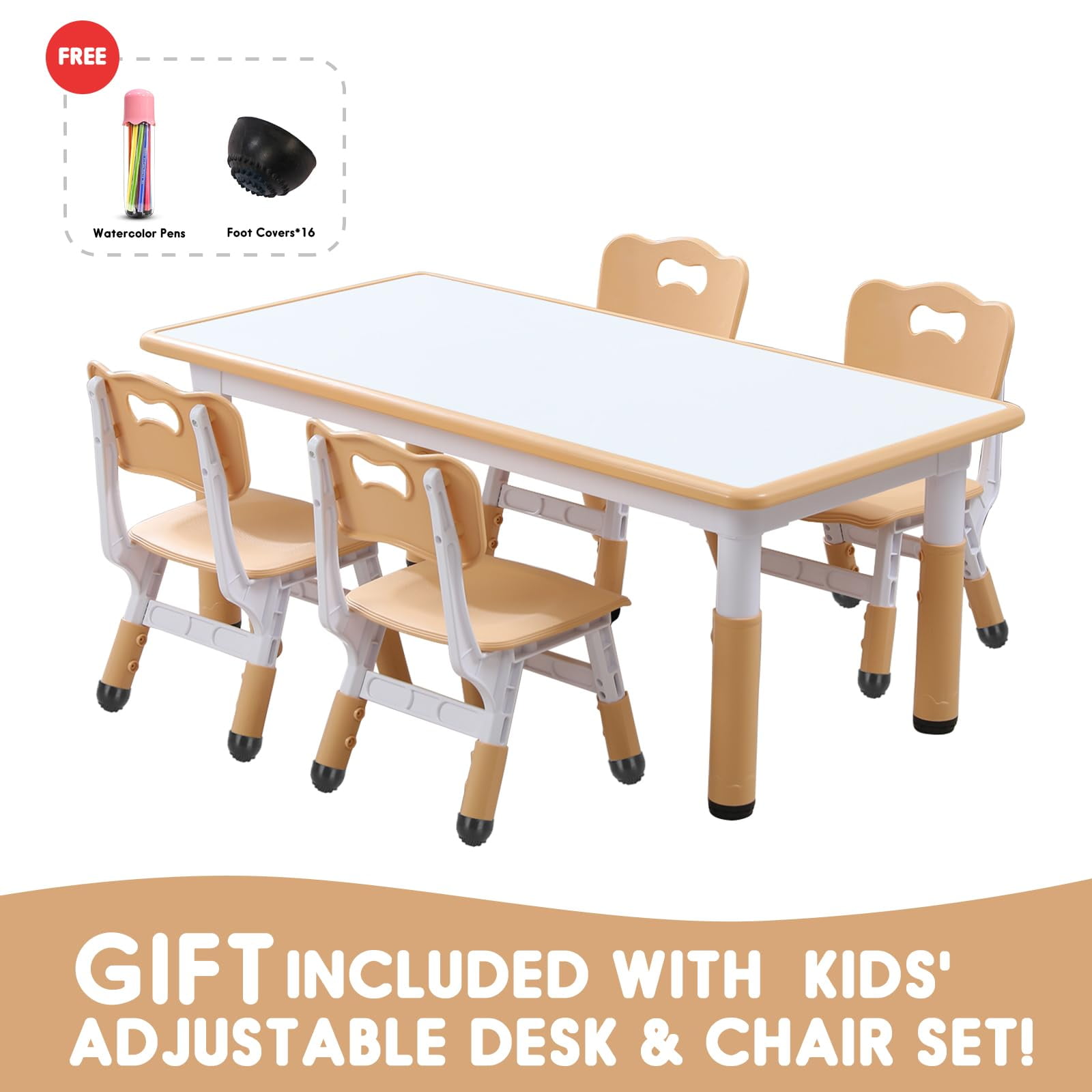 Kids Table and Chair Set for Toddlers - Adjustable Activity Center with Non-Slip Legs & Graffiti-Proof Surface Ages 3-12