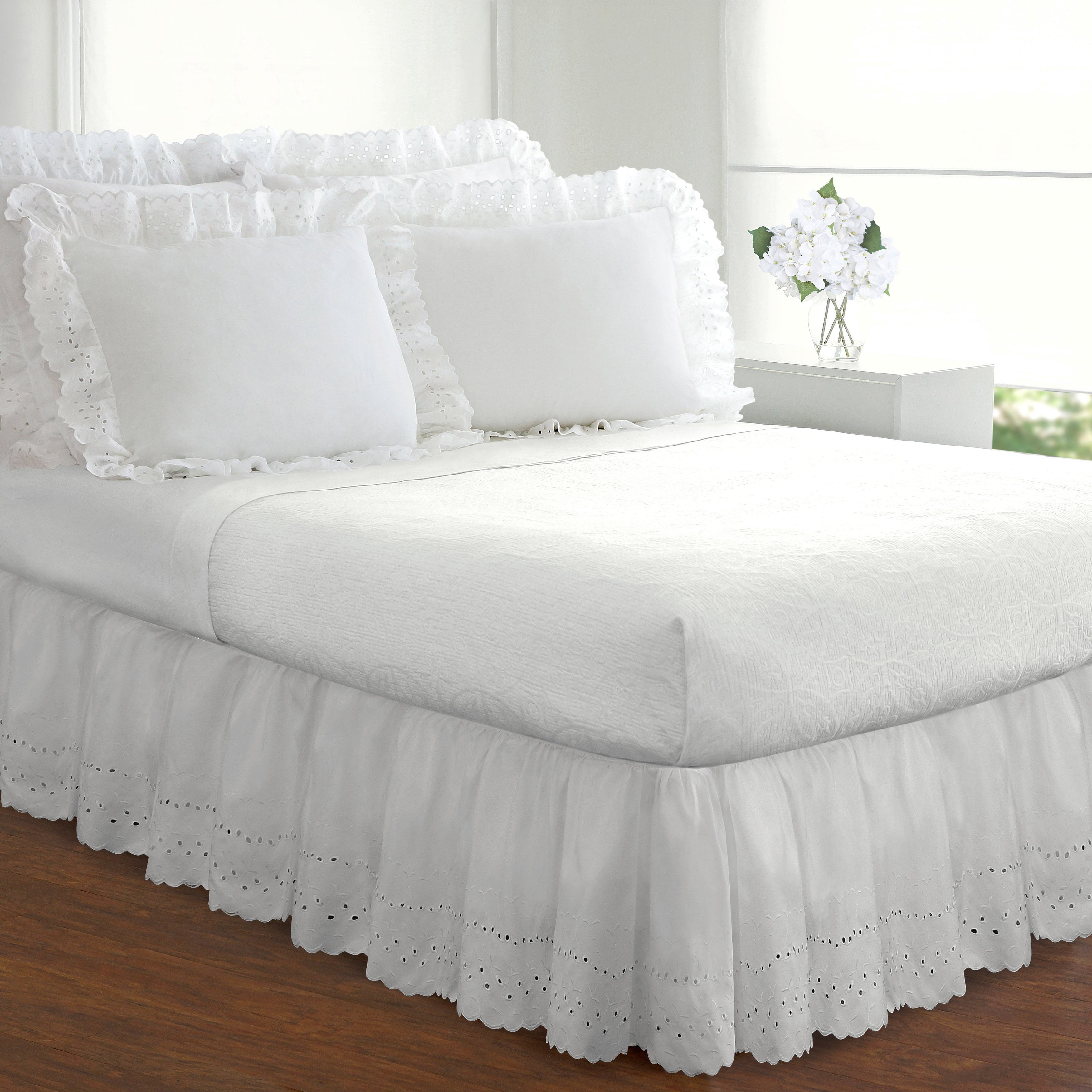 Fresh Ideas Ruffles Eyelet Collection Bed Skirts And Shams Sold Separately
