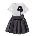 thumbnail image 4 of HAYIMI Girls Summer Floral Embroidered Tops And Pleated Skirt For Kids Short Sleeve Outfit Sets With 3D Detail Trendy Clothes Sets, 4 of 4