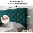 thumbnail image 6 of Allewie Queen Size Bed Frame, Velvet Upholstered Platform Bed with Adjustable Diamond Button Tufted & Nailhead Trim Headboard, Teal Blue, 6 of 7