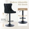 thumbnail image 3 of Stools Set of 2, Adjustable Upholstered Counter Height Barstools with Back and Black Footrest, Modern Velvet Swivel Barstools for Kitchen Counter, 3 of 6