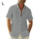 thumbnail image 5 of Qarigey Camisa con botones de estilo informal para hombre, camisa de verano para fiesta en la piscina, Color sólido, diseño Simple, Tops Camisetas Gris L, 5 of 5