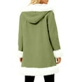 thumbnail image 4 of Unisex Casual Plush Collar Hooded Jacket - Fashionable Long Sleeve Solid Color Outerwear (Army Green, L), 4 of 5