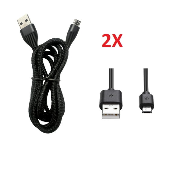 For Alcatel TCL A3 A509DL / TCL A30 2X 3FT Black Braided Fast USB Charging Cable Type A to Micro USB