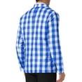 thumbnail image 3 of INSPIRE CHIC Men's Suit Gingham Plaid Single Breasted Regular Fit Notched Lapel Blazer 2XL Blue White, 3 of 5