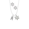 thumbnail image 2 of Delight Jewelry Silvertone Small Paw Print Ribbon ''Animal Rescue'' Silver tone Snowflake Charm Necklace and Stud Earrings, 2 of 4