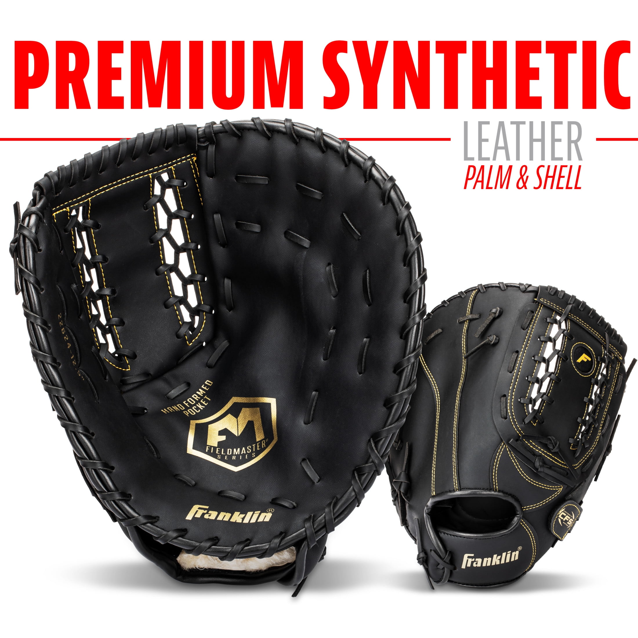 Franklin Sports Field Master Adult 12.5 in Softball, Baseball, Teeball First Basemen's Glove Right Hand Throw