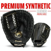 Franklin Sports Field Master Baseball First Baseman's Mitt, 12.5 in, Black/Gold, Right Hand Throw