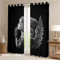 thumbnail image 2 of Homewish Happy Christmas Black Out Curtains,Angel Wings Curtains Pack of 2 (42x63 Each),Black Gray Bedroom Curtains For Kids, Luxury Bedroom Decor, 2 of 6