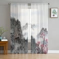 thumbnail image 2 of Chinese Painting Forest Flowers Mountain Tulle Curtains for Bedroom Modern Voile Curtains Home ration Window Curtains, 2 of 7