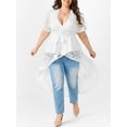thumbnail image 1 of Top Largo Asimétrico Encaje Tamaño Plus Rosegal Blusas Tallas Grandes, 1 of 5