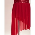 thumbnail image 7 of Alvivi Girls Shiny Sequin Sleeveless Ballet Lyrical Dance Dress Asymmetrical Skirted Leotard Burgundy 10, 7 of 7