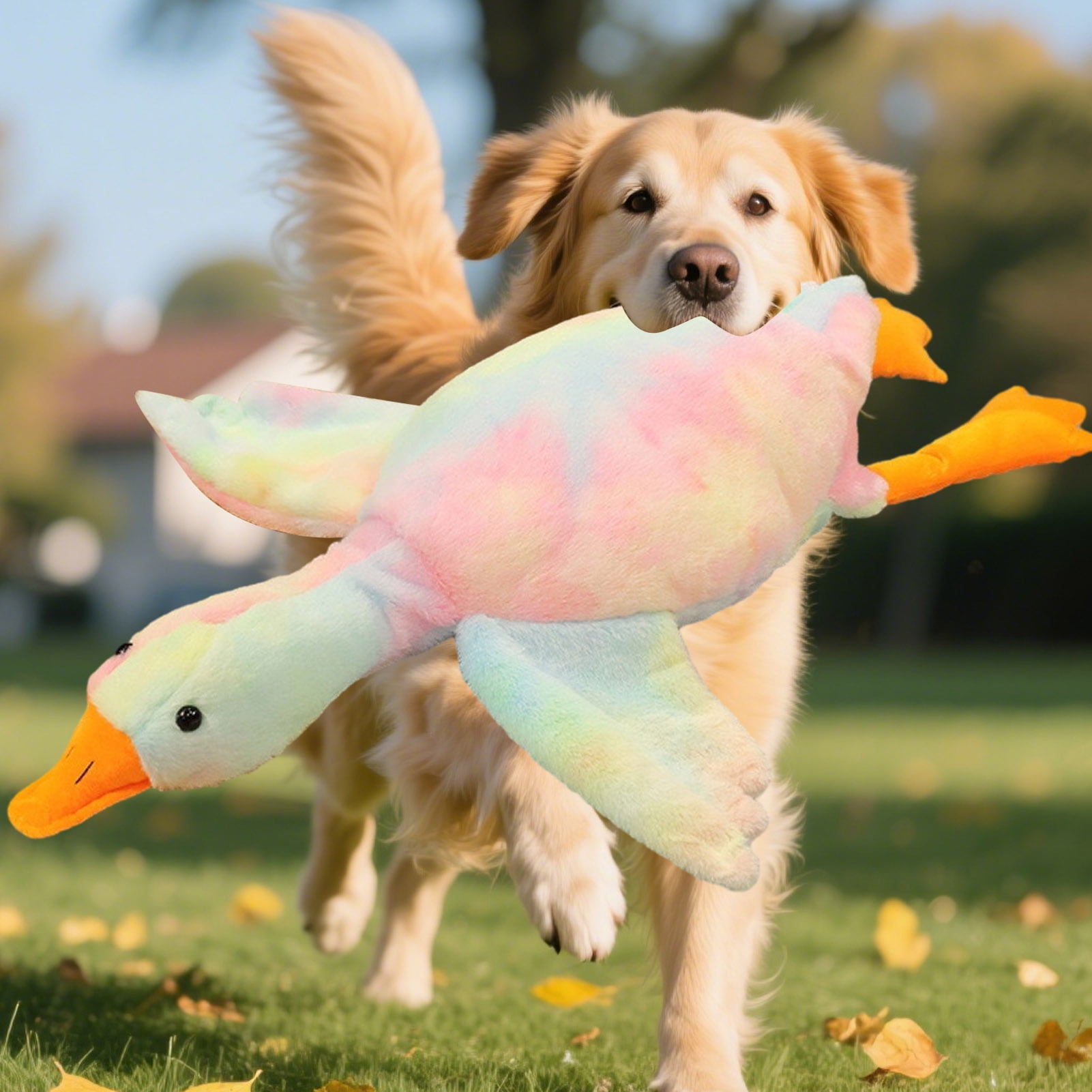 YIFAEUX Dogs Plush Duck Toy Fetch Lovers Toy Soft Dog Chew Toy Stuffed Duck Tug-of-War Toy for Small Medium Large Dogs Interactive Play Boredom Relief