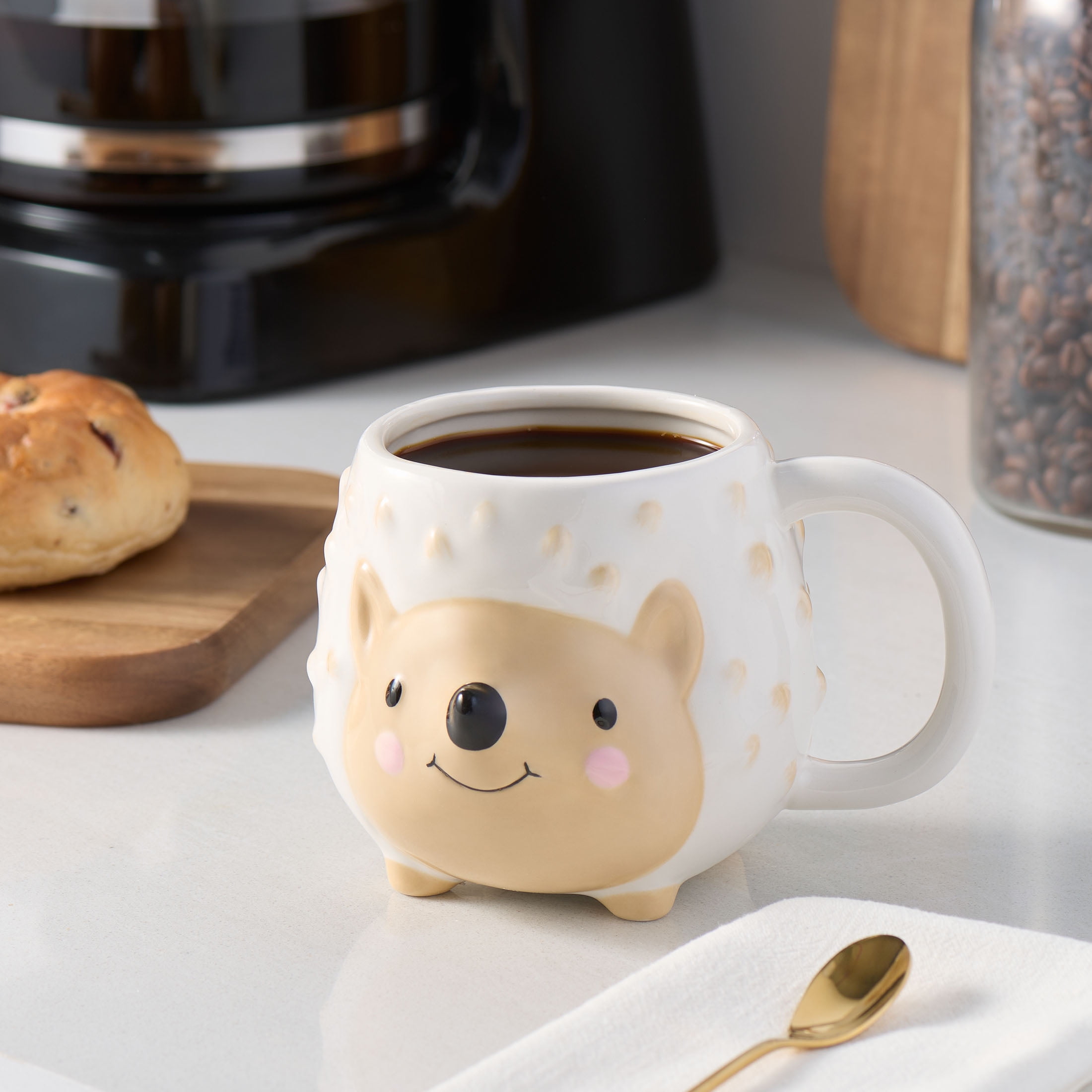 Mainstays White & Beige Porcupine Sculpted Ceramic Mug, 17.25 oz, 1 Piece
