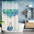 thumbnail image 6 of No Hook Teal Blue Science Shower Curtain with Snap in Liner Set, Funny Cartoon Artwork Wood Grain Waterproof Fabric Bathroom Curtains with See Through Top Window, Hotel Style Small 36 x 72 Inch, 6 of 9