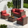 thumbnail image 2 of Poteban Patio Furniture Sets, Modular Rattan Outdoor Patio Sectional Furniture Sofa Set, Wicker Patio Conversation Set for Backyard,5PCS, 2 of 8