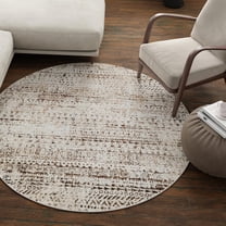 Unique Loom Hermitage Collection Area Rug - Pavilion (10' 8" Round Chocolate Brown/Beige)