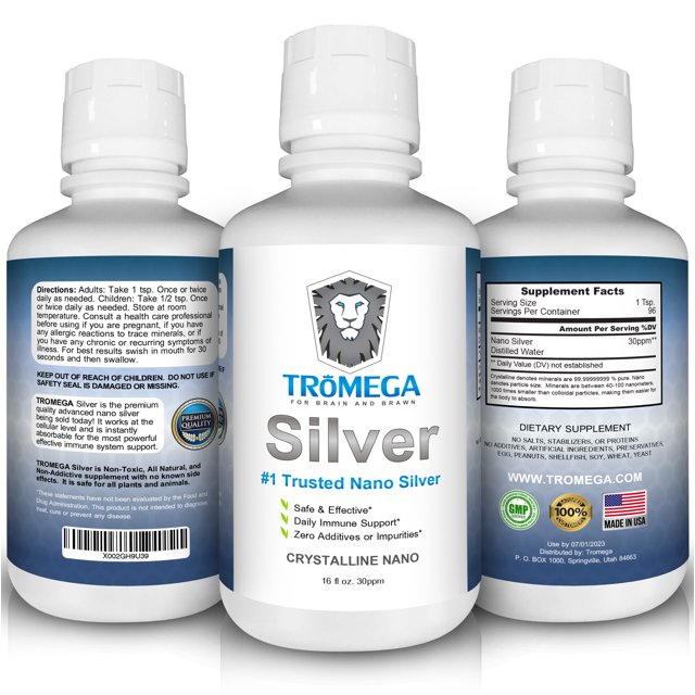TROMEGA Colloidal Silver 16 oz. Mineral Liquid Supplement Daily