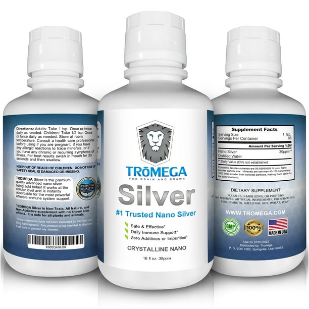 TROMEGA Colloidal Silver 16 oz. Mineral Liquid Supplement Daily
