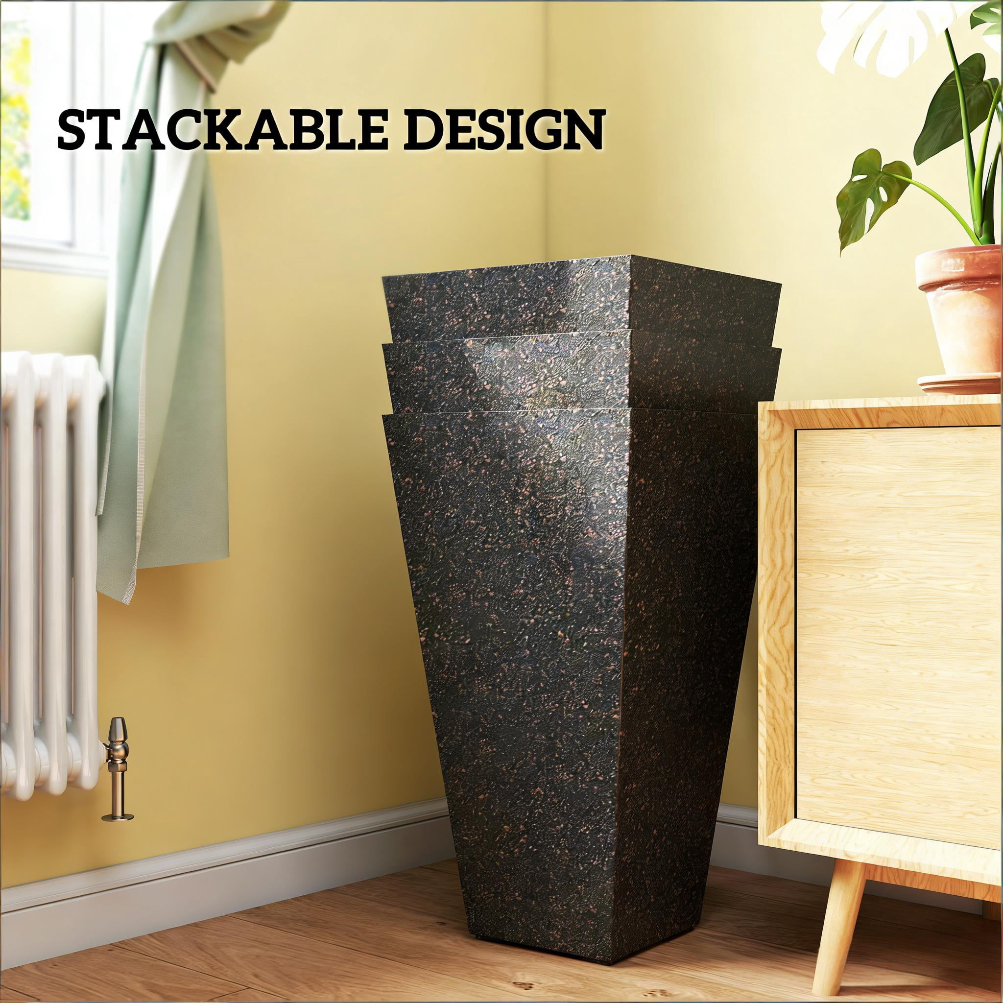 Set of 3 Flower Pots,Tall Planters