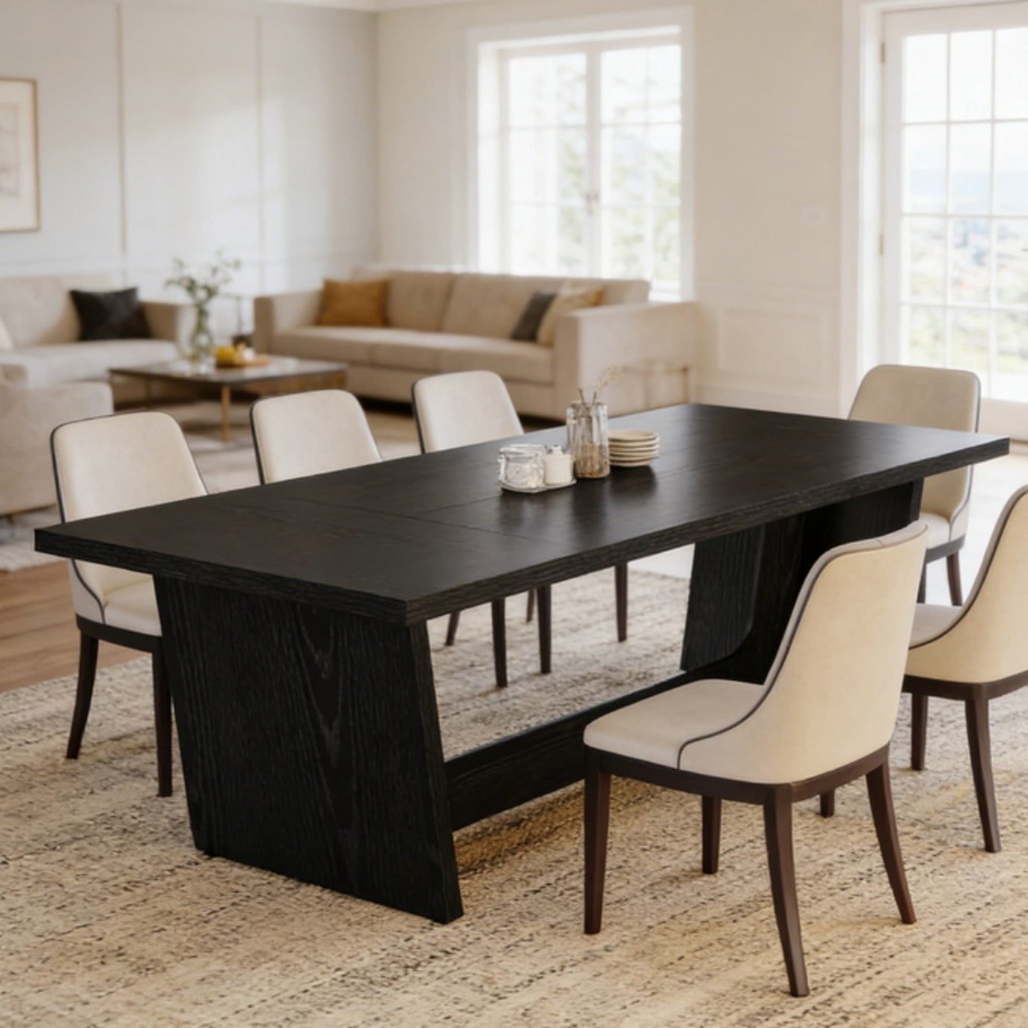 Dining Table, Rustic Farmhouse Wooden Table for 6-8 People, 70.87 in W x 31.3 in D x 29.92 in H