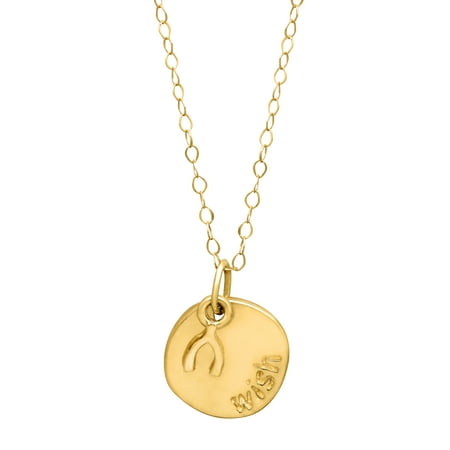 Simply Gold Layered Circle & Wishbone Pendant Necklace in 14kt Yellow Gold