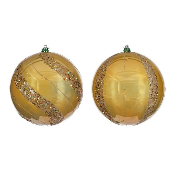 6" Gold Pearl Sequin Ball Orn 4/Asst