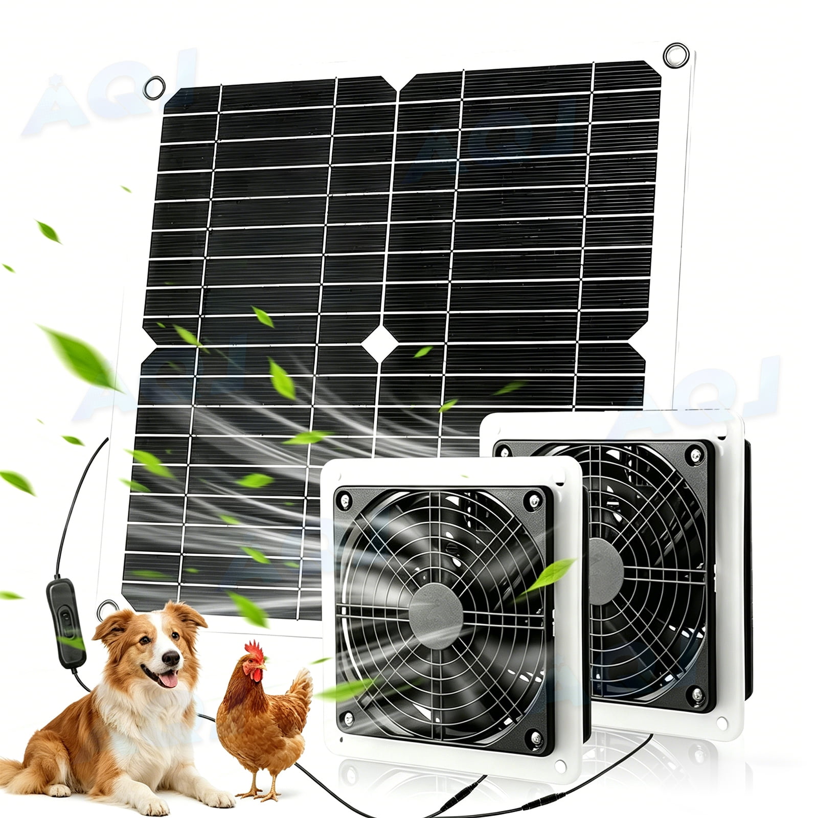 35W Solar Exhaust Fan, Solar Powered Fan for Chicken Coop, For Intake or Exhaust Vent Cooling for Shed & Greenhouse, Dog House Air Circulation Ventilation