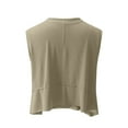 thumbnail image 6 of Xysaqa Women's Sleeveless Yoga Tops Asymmetrical Athletic T-Shirt Running Tanks Crop Tops for Women Flowy Crew Neck Tee Gym Workout Cropped Shirts Khaki S Clearance, 6 of 9