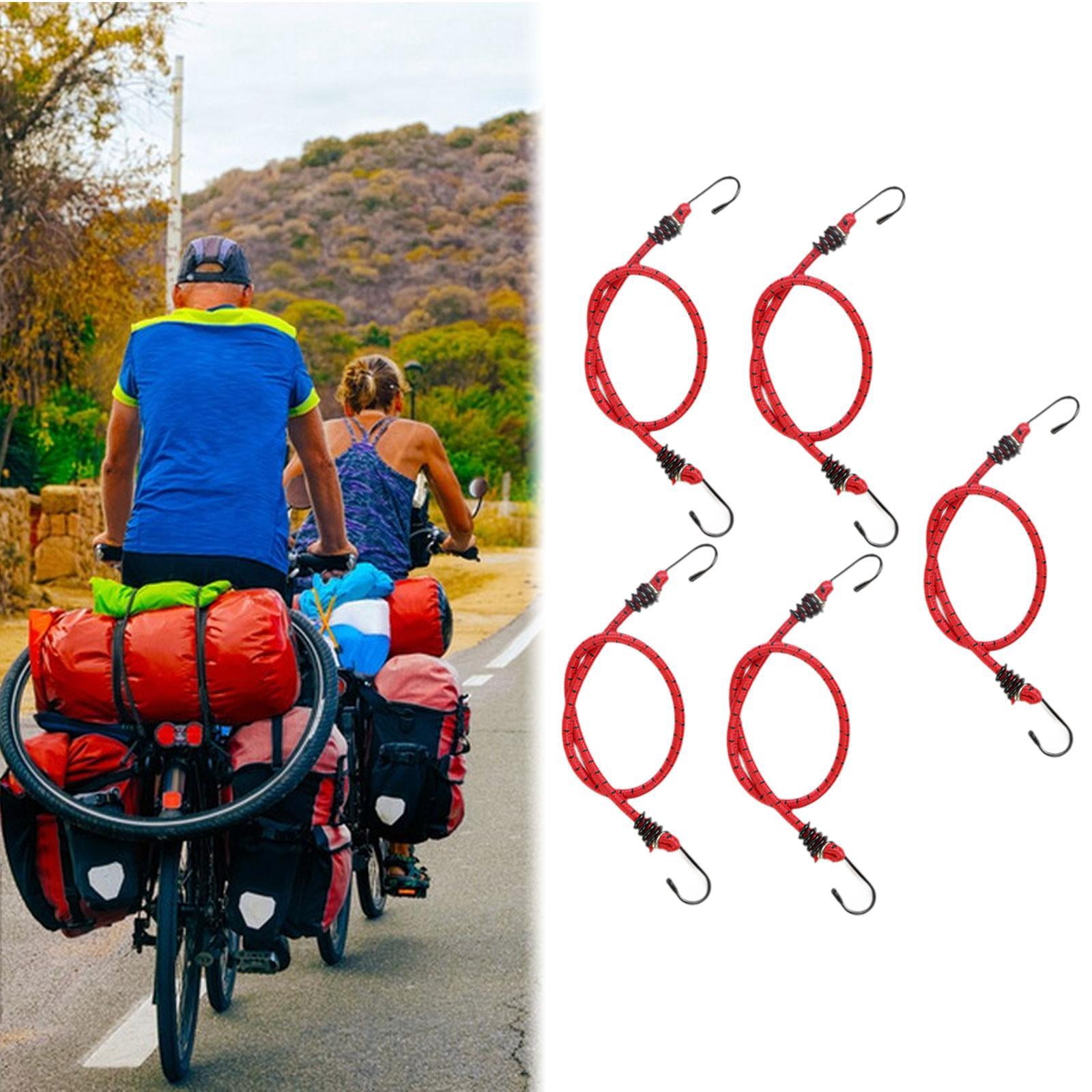 colaxi 5 Pieces Bungee Cords with Hooks Bike Rear Seat Bungee Straps Mixed Colors Rubber Elastic Tie Downs for Luggage Tarps Outdoor 80cm Length