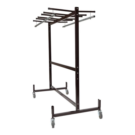 Pemberly Row Metal Table and Chair Storage Truck with Checkerette Bars in Brown