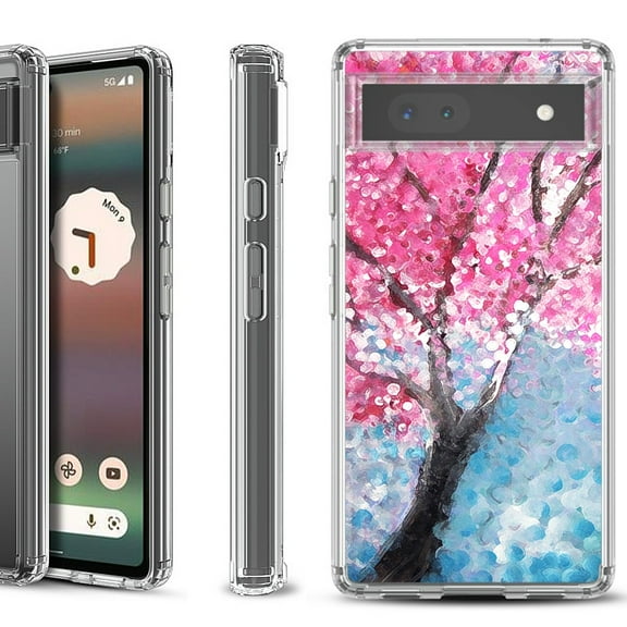 Shockproof Bumper Phone Case for Google Pixel 6a, by OneToughShield ® - Blossom Paint