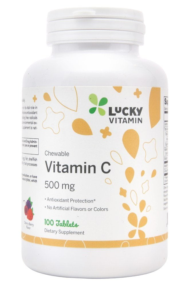 Luckyvitamin Vitamin C Chewable Antioxidant Protection Cherry Berry 500 Mg 100 Tablets Walmart Com